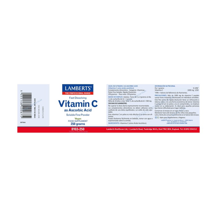 Lamberts Vitamina C Ácido Ascórbico 250 g