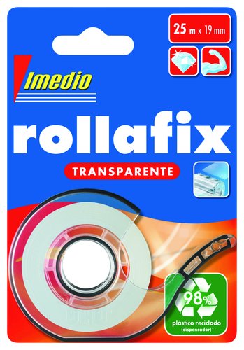 Imedio Miniportarrollo Imedio Rollafix Transparente 25 m x 19 mm Imedio Miniportarrollo Imedio Rollafix Transparente 25 m x 19 mm