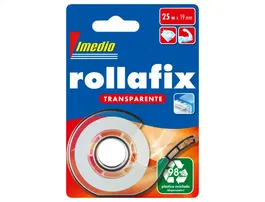 Imedio Cinta Adhesiva de Embalar Transparente, Miniportarrollo, Rollo de 25 m x 19 mm, Alta Adhesión, No Amarillea