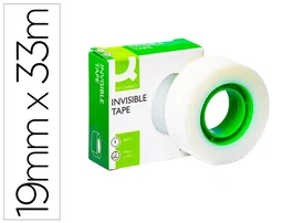 Q-connect Cinta Adhesiva Invisible, 33 m x 19 mm, para Embalaje, Escritura y Fotocopias, No Amarillea, Fácil de Cortar