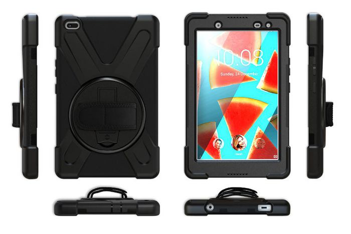 eSTUFF Funda AUSTIN Defender para Lenovo TAB M8 HD, Negra. Funda a prueba de golpes, 360°, con correa y soporte.
