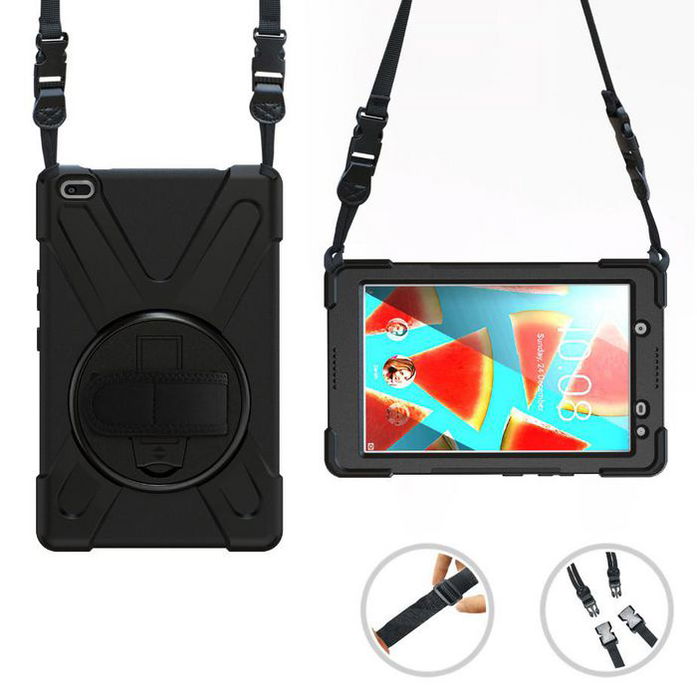 eSTUFF Funda AUSTIN Defender para Lenovo TAB M8 HD, Negra. Funda a prueba de golpes, 360°, con correa y soporte.
