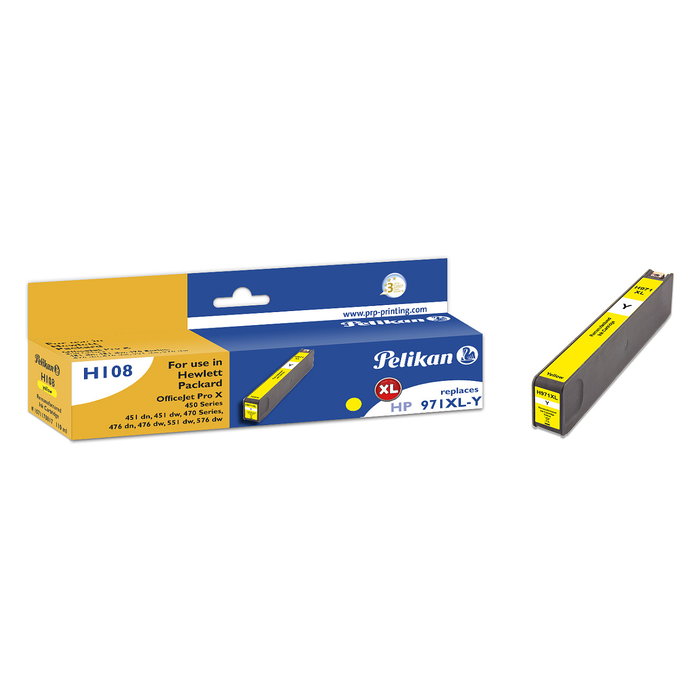 Pelikan Cartucho de Tinta Remanufacturado Amarillo para HP H108 CN628AE HP971XL Pelikan Cartucho de Tinta Remanufacturado Amarillo para HP H108 CN628AE HP971XL