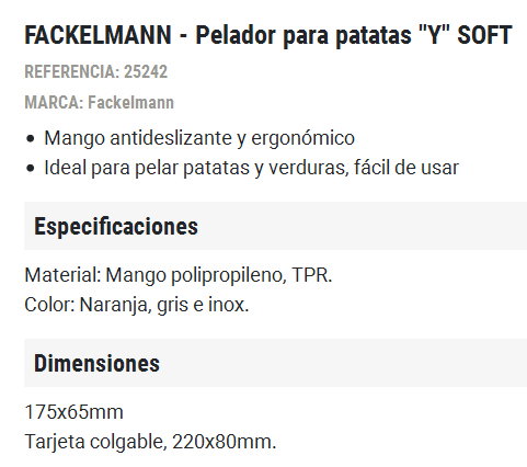 Fackelmann Pelapatatas Soft en forma de Y