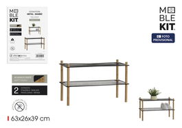 Inde Estanteria Metal-Bambu Rectangular 2 Niveles Moblekit 26.2 cm x 3.2 cm x 63.8 cm (6 Unidades)