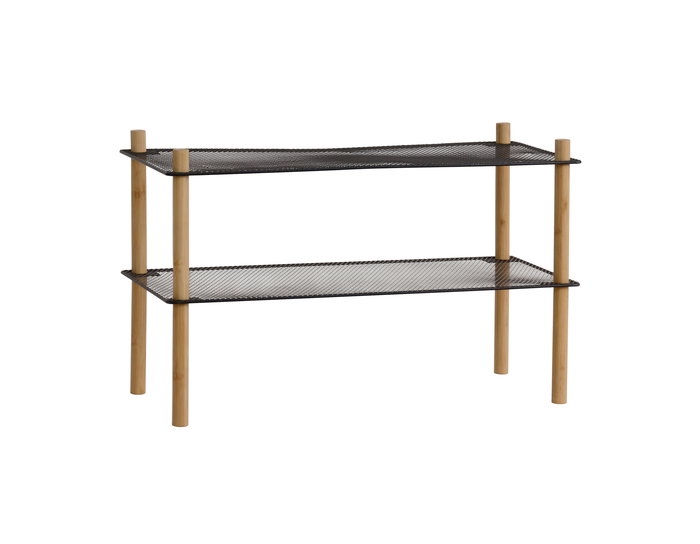 Inde Estanteria Metal-Bambu Rectangular 2 Niveles Moblekit 26.2 cm x 3.2 cm x 63.8 cm (6 Unidades)