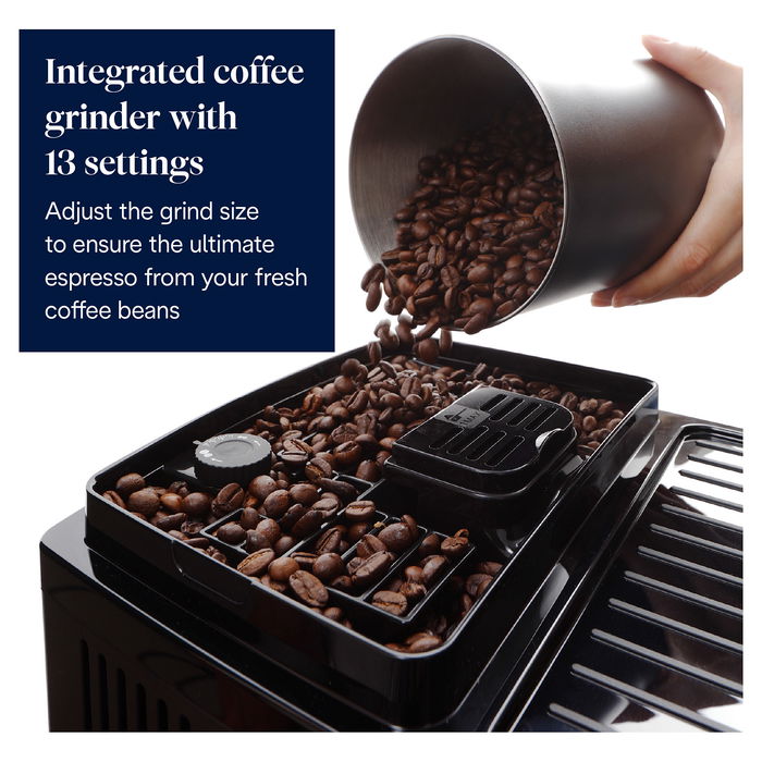 De'Longhi Magnifica Máquina de Café Espresso Automática, Molinillo Integrado, Espumador de Leche, 15 bar, para Granos y Molido, 1.8L, Negro - 0132250212