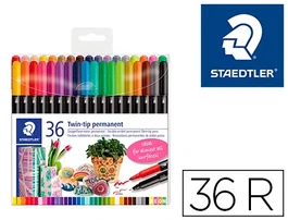 Staedtler Rotulador Permanente Doble Punta 3187 Estuche 36 Unidades Colores Surtidos