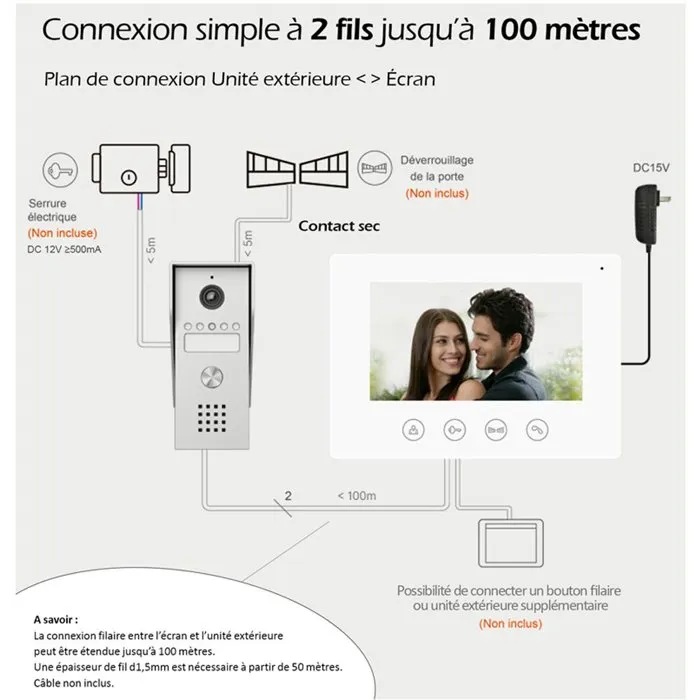 Kyf KYF1714615894765 Videoportero Cableado con Conexión Wi-Fi y Pantalla Táctil de 7 Pulgadas
