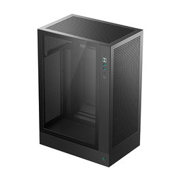 DeepCool CH170 PLUS Torre Gaming Micro ATX Mini-ITX PC Negro con Panel de Cristal Templado, Sin Fuente de Alimentación
