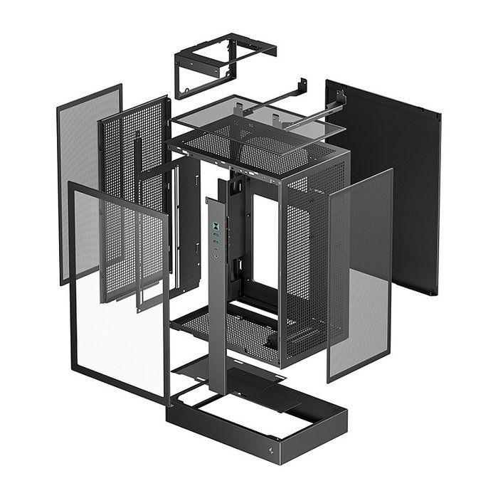 DeepCool CH170 PLUS Torre Gaming Micro ATX Mini-ITX PC Negro con Panel de Cristal Templado, Sin Fuente de Alimentación