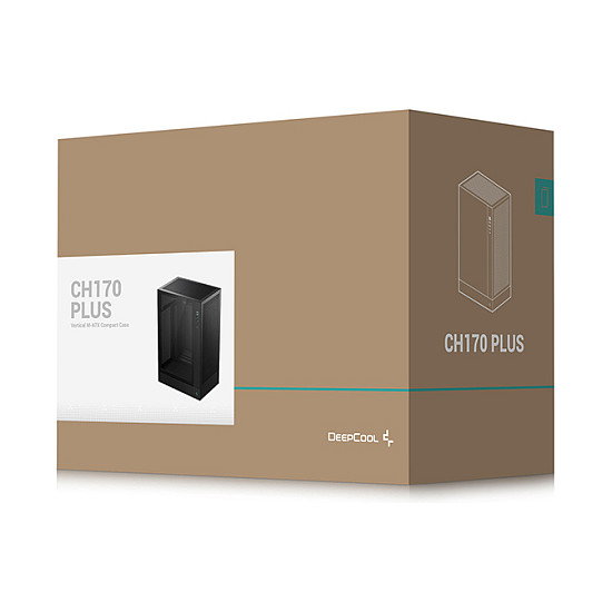 DeepCool CH170 PLUS Torre Gaming Micro ATX Mini-ITX PC Negro con Panel de Cristal Templado, Sin Fuente de Alimentación