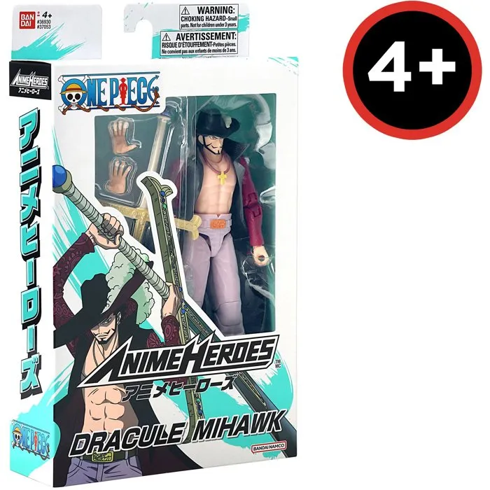 Bandai Figura Articulada Anime Heroes One Piece Dracule Mihawk Hawkeye 17 cm BAN3296580370535