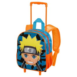 Naruto Mochila Infantil 3D con Ruedas Pequeña Azul