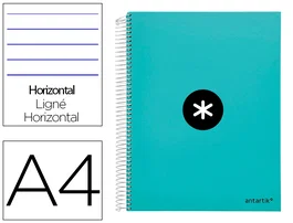 Antartik Cuaderno Espiral A4 Forrado 120 Hojas 90gr Color Menta Horizontal
