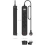 Aisens Regleta de Enchufes Multifunción ASPS-2A2C13-BK con 4 Tomas Schuko + Cargador PD3.0 20W (2 USB-C, 2 USB-A), Cable 1.4m, Negro, Interruptor y Protección