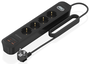 Aisens Regleta de Enchufes Multifunción 4 Tomas + Cargador 20W 2xUSB-C 2xUSB-A Negro ASPS-2A2C13-BK