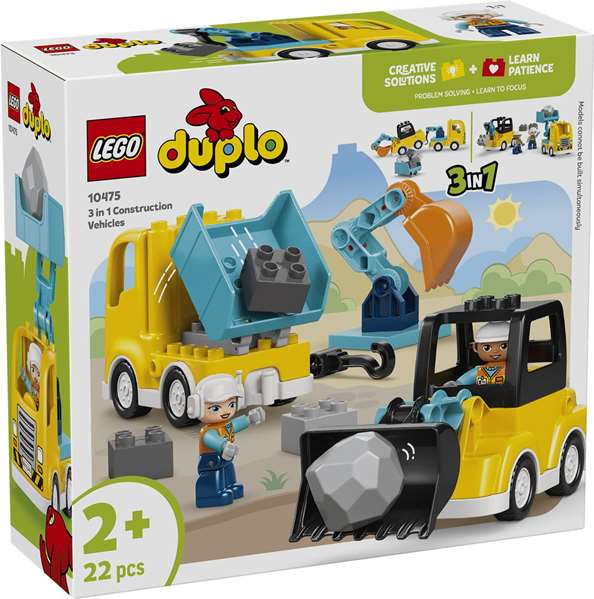 Lego Duplo Juego de Construcción Vehículos de Construcción 3 en 1, Edad Mínima Recomendada: 18 Meses