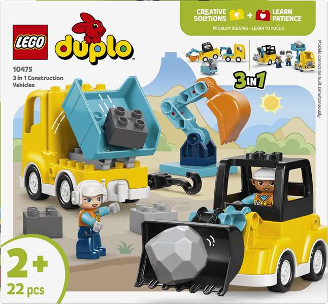 Lego Duplo Juego de Construcción Vehículos de Construcción 3 en 1, Edad Mínima Recomendada: 18 Meses