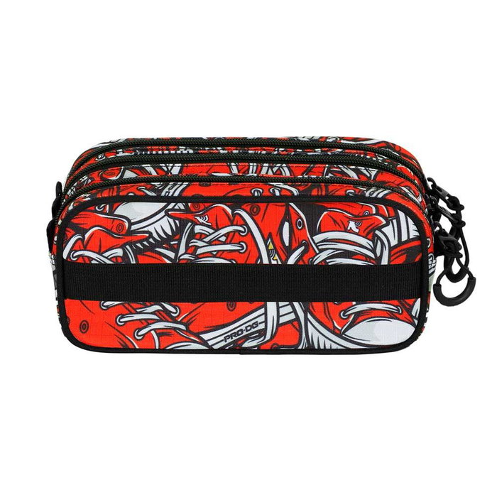Pro-Dg Estuche Portatodo FAN 2.2 Sneak Escolar Rojo 3 Compartimentos Ripstop Trolley 23x11x10 cm