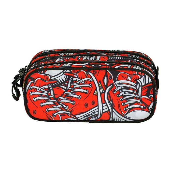 Pro-Dg Estuche Portatodo FAN 2.2 Sneak Escolar Rojo 3 Compartimentos Ripstop Trolley 23x11x10 cm