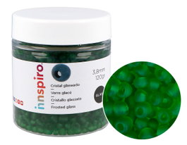 Innspiro Rocalla de Vidrio Redonda Glaseado Verde 3,8mm 120g