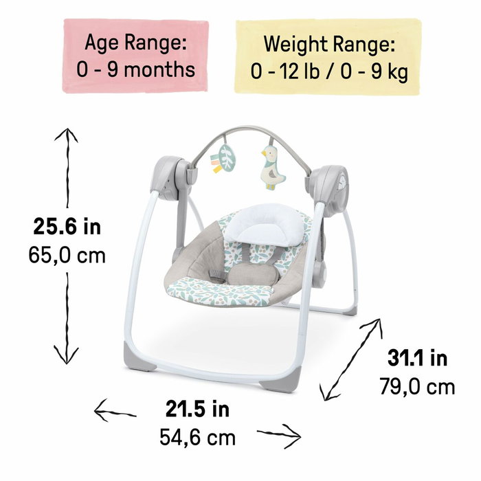 Hamaca para Bebé Ingenuity Gris 54,6 x 79 x 65 cm