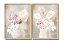 DKD Home Decor Cuadro Lienzo Florero Enmarcado Pack de 2