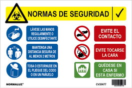 NORMALUZ Señal de seguridad Normas Seguridad Corona Virus 30x20 cm