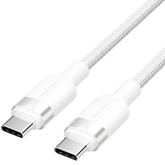 Vention TRDWH Cable USB 2.0 Tipo-C a Tipo-C Macho, 2m Blanco, 60W (3A), 480 Mbps, Carga Rápida y Datos