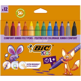 Bic Kids Comfort Jumbo Pack de 12 Rotuladores con Tinta Lavable