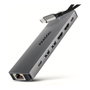 Axagon HMC-7HX2 Hub USB con 2x USB-A, 1x USB-C, 2x HDMI 2.0, 1x RJ45 y 100 W PD - plata
