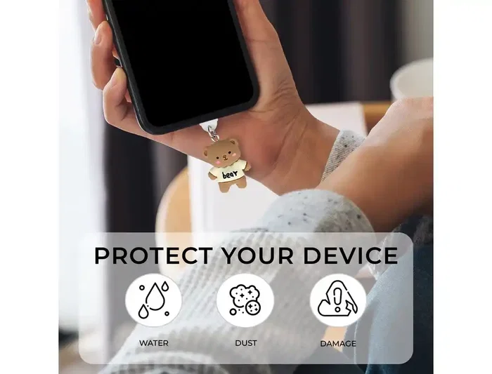 Wondee Protector Decorativo para Puerto USB C Tipo C con Charm Colgante de Oso, Evita Polvo y Suciedad, Para Smartphone, Modelo Funny Bear, 30x10x20 mm Wondee Protector Decorativo para Puerto USB C Tipo C con Charm Colgante de Oso, Evita Polvo y Suciedad, Para Smartphone, Modelo Funny Bear, 30x10x20 mm