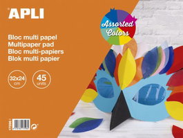 APLI PAPER Bloc de Manualidades 45 Hojas Multipapeles Surtidos 32x24 cm