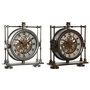 DKD Home Decor Reloj Sobremesa Vintage Dorado Plateado 9.5 x 35 x 31 cm (2 Unidades)