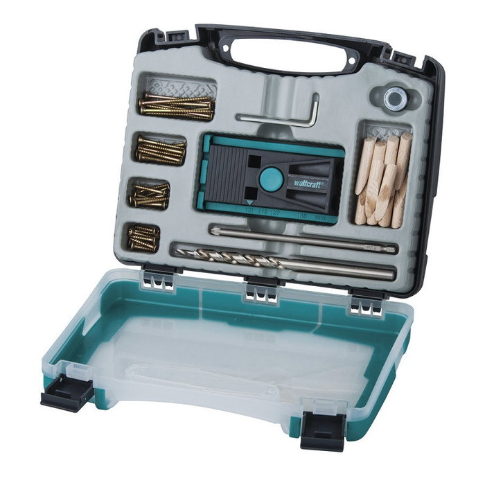 Wolfcraft Undercover-jig Juego de Ensamblaje Invisible de 55 piezas
