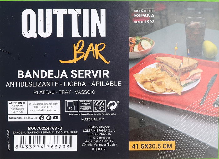 My Bar Bandeja Plástico para Servir 41.5 cm x 30.5 cm Surtido (24 Unidades)