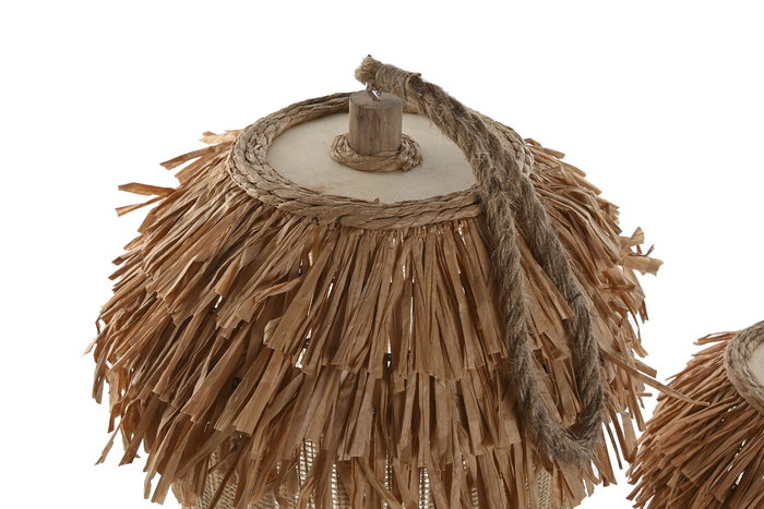 DKD Home Decor Lámpara Sobremesa Tropical Marron Yute Led 21 x 36 x 21 cm (6 Unidades)
