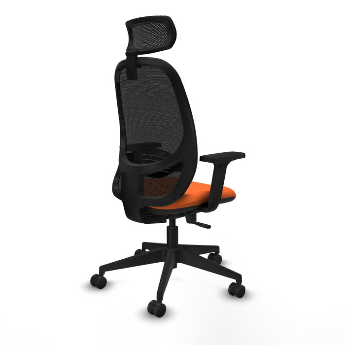 PIQUERAS Y CRESPO Silla de oficina Cilanco con mecanismo Sincro, Tela Naranja y Malla Negra