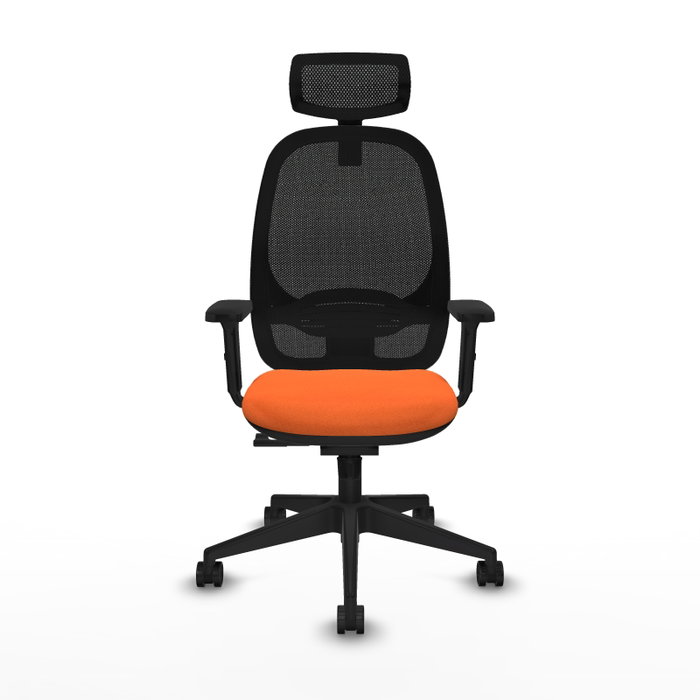 PIQUERAS Y CRESPO Silla de oficina Cilanco con mecanismo Sincro, Tela Naranja y Malla Negra