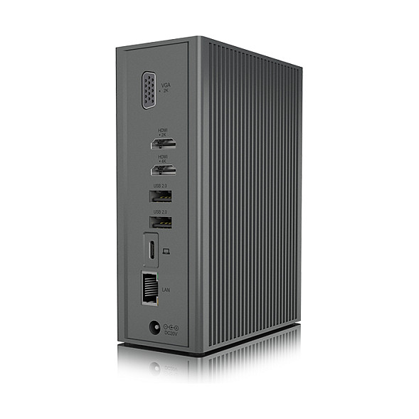 ICY BOX IB-DK2262AC Docking Station USB-C 16-in-1 con PD 55W, 4K 60Hz, Gigabit Ethernet, 3 Pantallas, Lector de Tarjetas, Aluminio Antracita