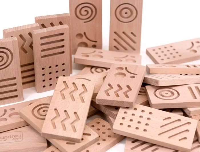 Andreutoys Dominó Sensorial Madera 28 Piezas Didáctico