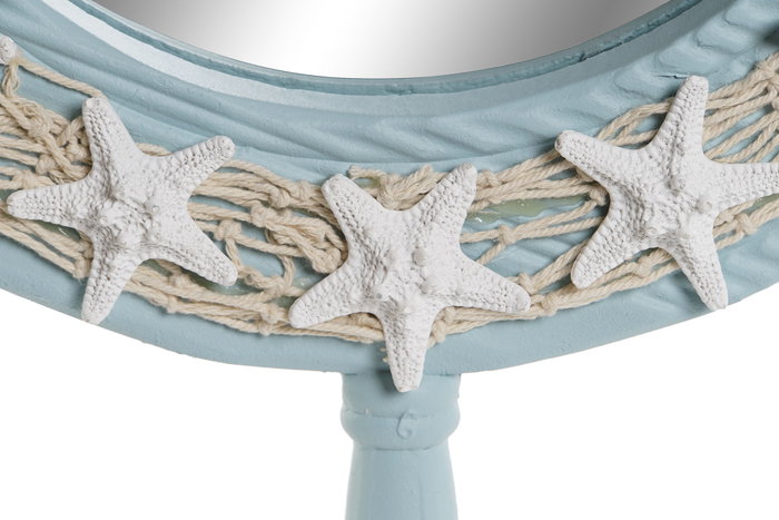 DKD Home Decor Espejo de Madera y Cuerda Azul Celeste