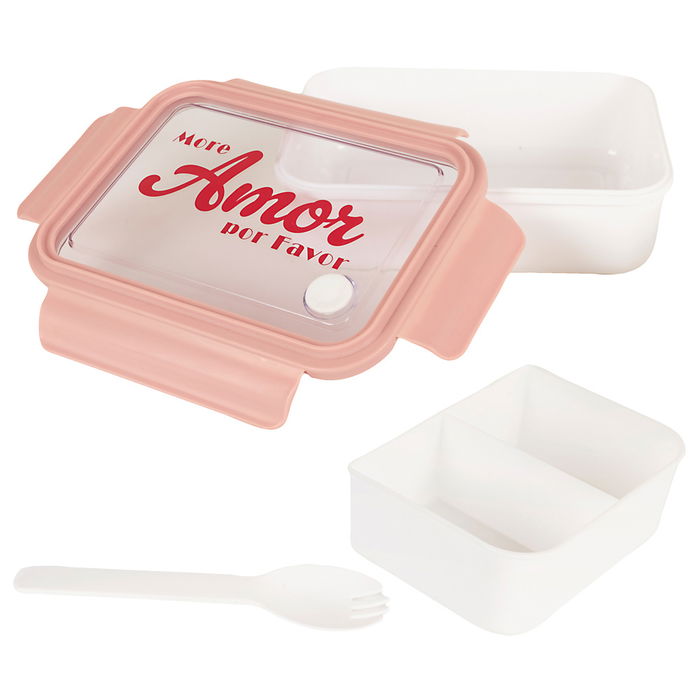 Cook Concept Fiambrera Dolce Vita 3 Compartimentos con Tapa de Válvula y Tenedor 2 en 1, Azul, Rosa o Amarillo, 1.2 L