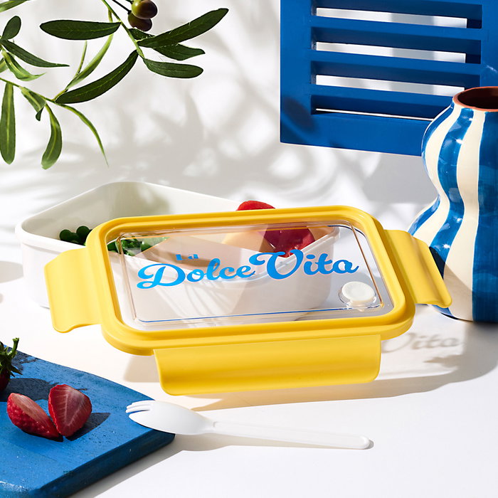 Cook Concept Fiambrera Dolce Vita 3 Compartimentos con Tapa de Válvula y Tenedor 2 en 1, Azul, Rosa o Amarillo, 1.2 L