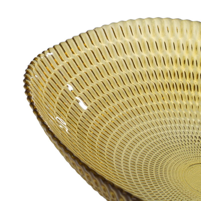 Centro Mesa Amarillo Cristal Decoración 21 X 21 X 6,50 cm (Set de 2)