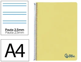 Liderpapel Cuaderno Espiral A4 Wonder Amarillo 80 Hojas Pauta Estrecha 2,5mm