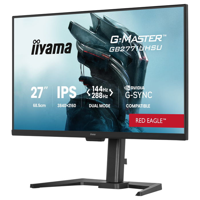 iiyama G-MASTER GB2771UHSU-B1 68,6 cm/27" 4K Ultra HD 3840x2160 IPS 0,8 ms 144 Hz HDMI 2.1 x2 DisplayPort 1.4 USB Hub VESA