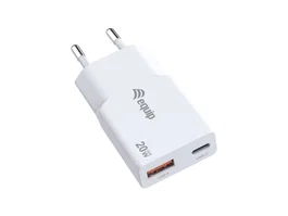 Equip Cargador GaN Slim 20W con USB-C y USB-A, Blanco