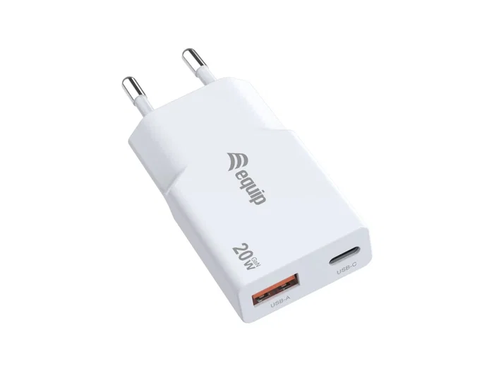 EQUIP Cargador GaN Slim 20W con USB-C PD y USB-A Blanco EQUIP Cargador GaN Slim 20W con USB-C PD y USB-A Blanco